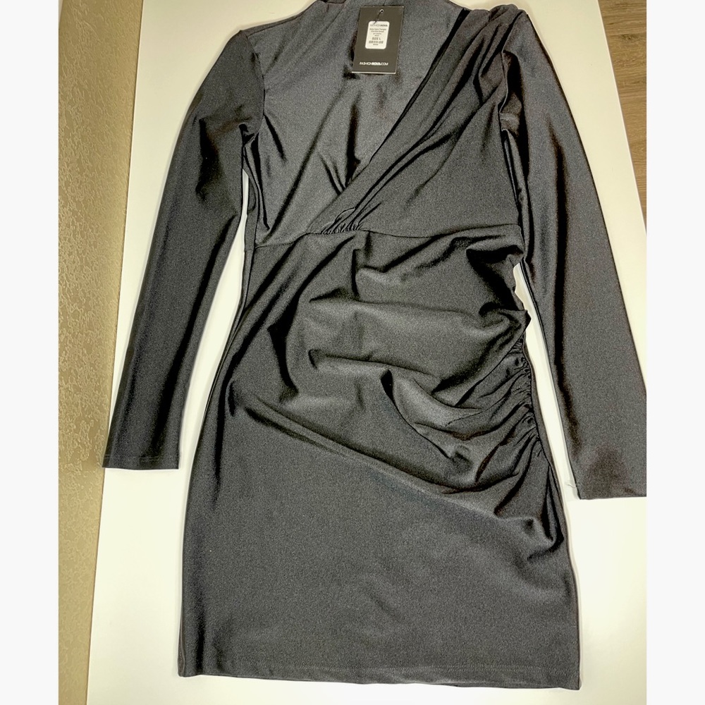 Black Short FashionNova Dress 82% Nylon 18% Spandex